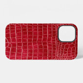 Rote Imitat Krokodile Leder iPhone Hülle (Rückseite (Horizontal))