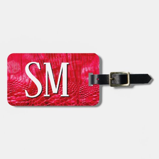 Rote Imitat Leather Monogram Gepäckanhänger (Vorderseite horizontal)