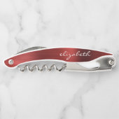 Rote Imitate Gestaltete Personalisierte Schrift Kellnermesser (Rückseite)