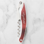 Rote Imitate Gestaltete Personalisierte Schrift Kellnermesser (Vorderseite)