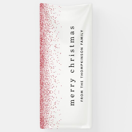 Rote Imitate Glitzer Border Name Frohe Weihnachten Banner (Vertikal)