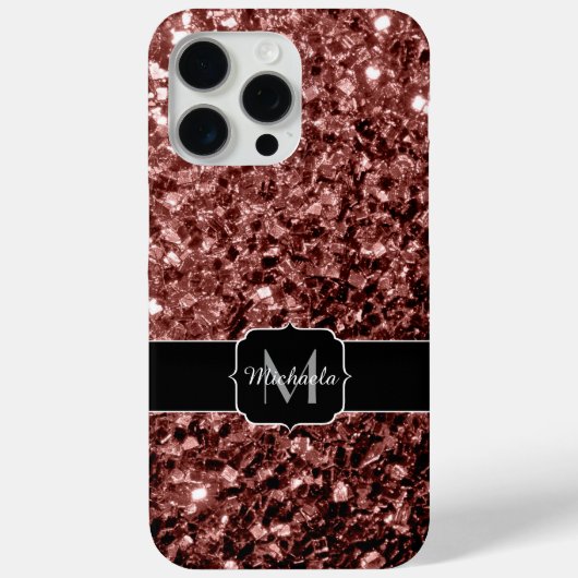 Rote Imitate Glitzer Glitzern Monogramm Case-Mate iPhone Hülle (Rückseite)