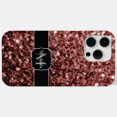 Rote Imitate Glitzer Glitzern Monogramm Case-Mate iPhone Hülle (Rückseite (Horizontal))