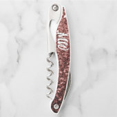 Rote Imitate Glitzer Glitzern Monogramm Kellnermesser (Vorderseite)