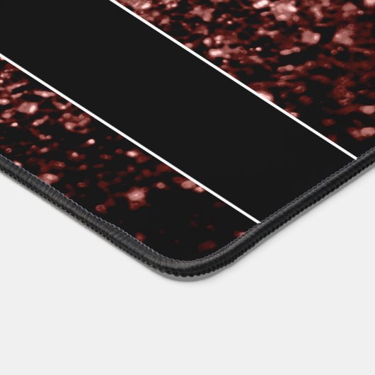 Rote Imitate Glitzer Glitzern Monogramm Schreibtischunterlage (Ecke)