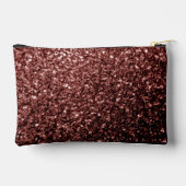 Rote Imitate Glitzer Glitzern Monogramm Zubehörtasche (Rückseite)