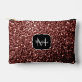 Rote Imitate Glitzer Glitzern Monogramm Zubehörtasche (Vorderseite)