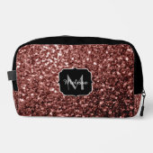 Rote Imitate Glitzer Glitzern Schwarz Monogramm Waschbeutel (Vorderseite)