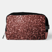 Rote Imitate Glitzer Glitzern Schwarz Monogramm Waschbeutel (Rückseite)