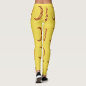 Rote Imitate Glitzer Softball Stifte mit Softball Leggings (Rückseite)
