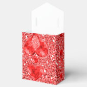 Rote Imitate Glitzer- und Herzblindlinge Geschenkschachtel (Geöffnet)