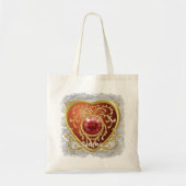 Rote Imitate Jewel Heart Tote Tasche (Vorne)