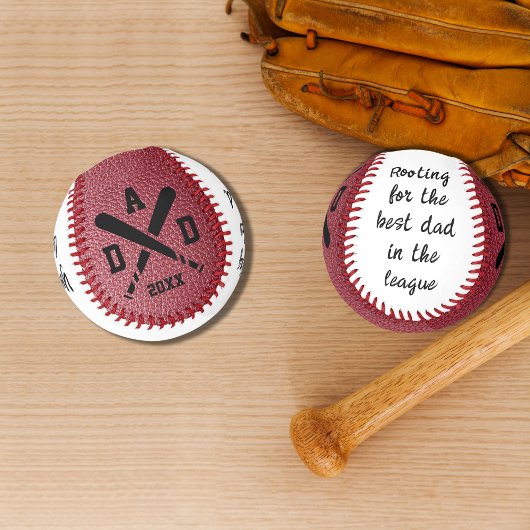 Rote Imitate Leather Mit Monogramm Happy Vatertag Baseball