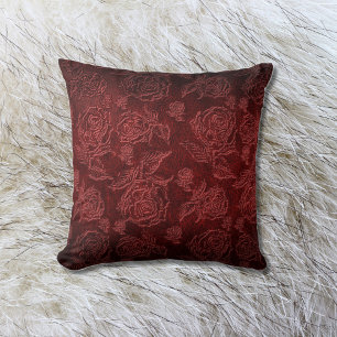 Rote Imitate mit Rose Leder Kissen