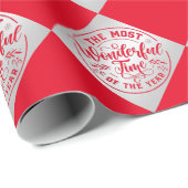 Rote Imitate Silber Weihnachten Redewendungen eleg Geschenkpapier (Rolleneckpunkt)