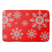 Rote Imitate Silver Glitzer Snowflake Bath Mat Badematte (Vorderseite)