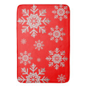 Rote Imitate Silver Glitzer Snowflake Bath Mat Badematte (Vorderseite Vertikal)