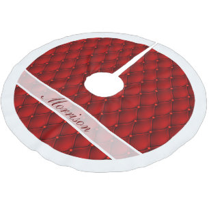 Rote Imitate Upholsterie und Mit Monogramm Weiße T Polyester Weihnachtsbaumdecke