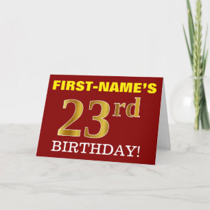 Rote, imitierte Goldene "23. GEBURTSTAG" Geburtsta Karte