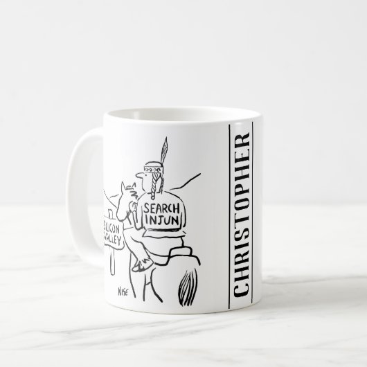 Rote Indianer am Horseback im Silicon Valley. Funn Kaffeetasse (Vorderseite Links)