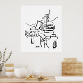 Rote Indianer am Horseback im Silicon Valley Poster (Küche)