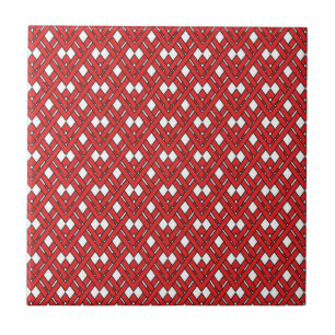 Rote ineinandergreifende Rhomben geometrische Zick Fliese
