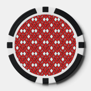 Rote ineinandergreifende Rhomben geometrische Zick Pokerchips