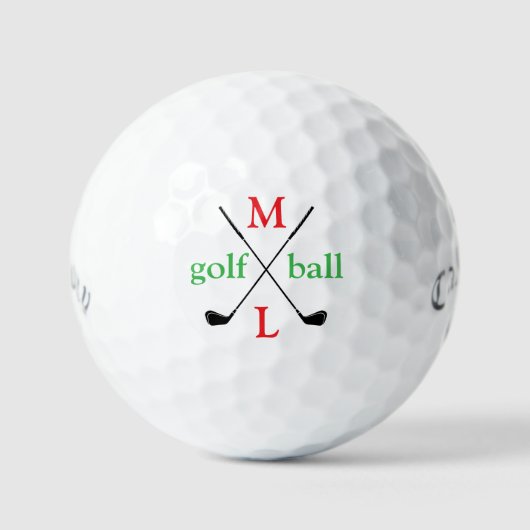 Rote Initialen. Monogramm auf weiß Golfball (Vorderseite)