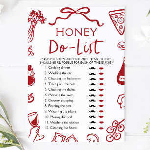 Rote italienische Amore-Honey-Do-Liste-Brautparty- Einladung