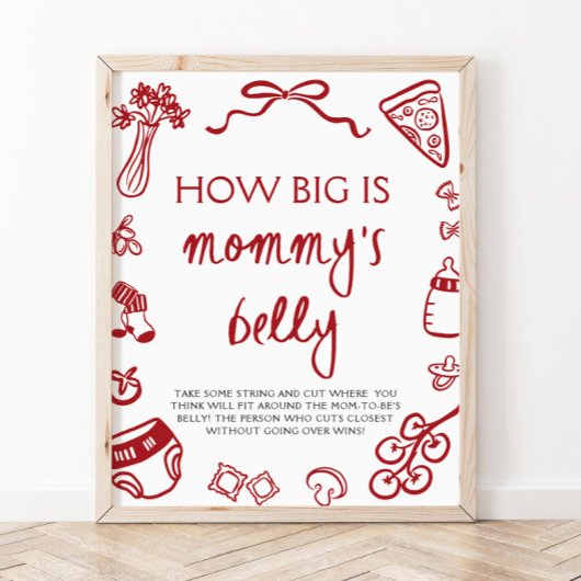 Rote italienische Hand gezeichnet wie groß ist Mam Poster