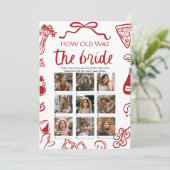 Rote italienische Hand zeichnete wie alt das Braut Einladung (Stehend Vorderseite)