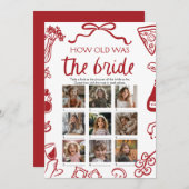 Rote italienische Hand zeichnete wie alt das Braut Einladung (Vorne/Hinten)