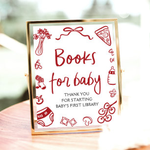 Rote italienische handgezeichnete Babyshower-Büche Poster