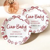 Rote italienische handgezeichnete Pizza Ciao Baby Pappteller