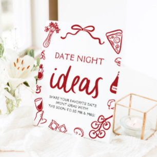 Rote italienische Pizza Date Night Ideen Brautpart Sockelschild