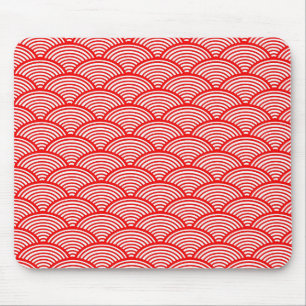 Rote Japanische Welle Mousepad