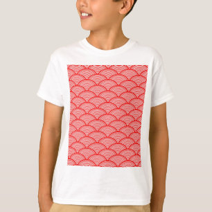 Rote japanische Welle T-Shirt