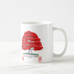 Rote japanischer Ahorn-Bonsais-Tasse Kaffeetasse