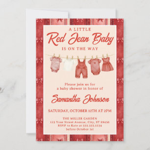 Rote Jeans-Denim-Baby-Party Einladung