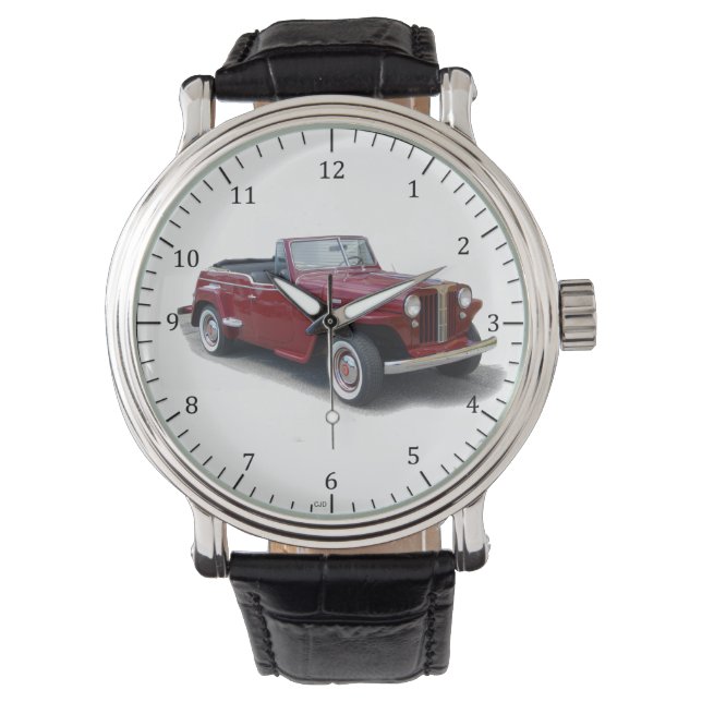 Rote Jeepster-Uhr 1950 Armbanduhr (Vorderseite)