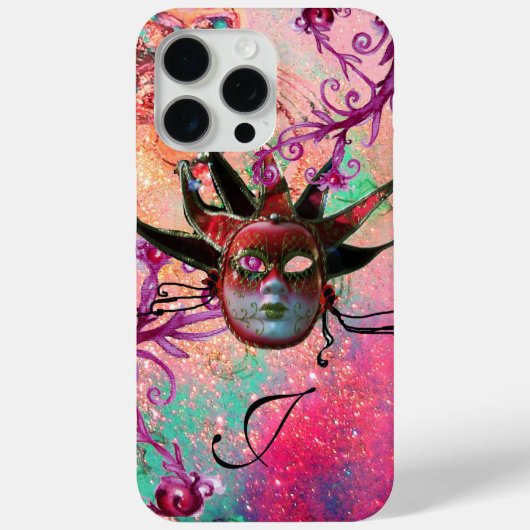 ROTE JESTER-MASK-Masquerade Pink-Monogramm Case-Mate iPhone Hülle (Rückseite)