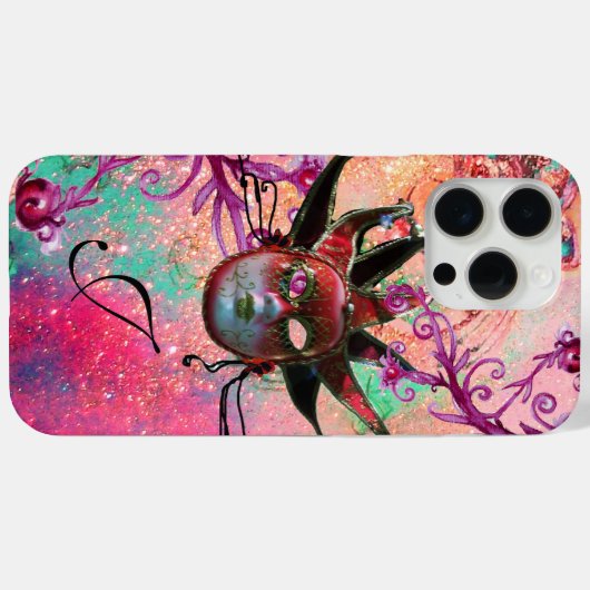 ROTE JESTER-MASK-Masquerade Pink-Monogramm Case-Mate iPhone Hülle (Rückseite (Horizontal))
