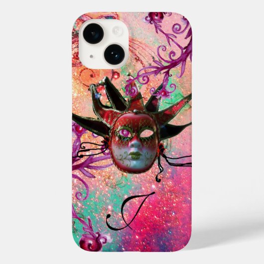 ROTE JESTER-MASK-Masquerade Pink-Monogramm Case-Mate iPhone Hülle (Rückseite)