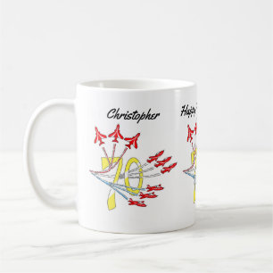 Rote Jet-Flugzeuge 70. Geburtstag Kaffeetasse