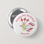 Rote Jet-Flugzeuge - 8. Geburtstagsabzeichen Button (Vorne & Hinten)