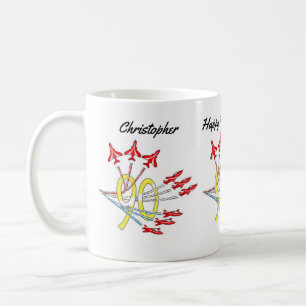 Rote Jet-Flugzeuge 90. Geburtstag Kaffeetasse
