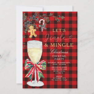 Rote Jingle & Mingle Weihnachts-Cocktailparty Einladung