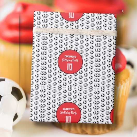Rote Jungs-Fußball-Geburtstagsfeier Geschenkpapier