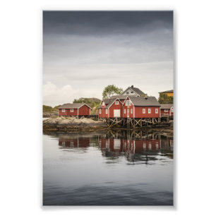 Rote Kabinen in Norwegen Fotodruck