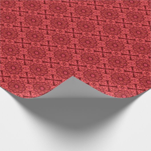 Rote Kachelmedallien Geschenkpapier (Ecke)